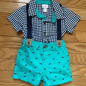 Baby boy cat & Jack outfit suspenders 6-9